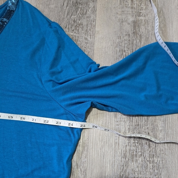 George Women's Plus Blue Blouse Size 22W/24W Sparkles 3/4 Sleeves Office Savvy - Picture 8 of 9
